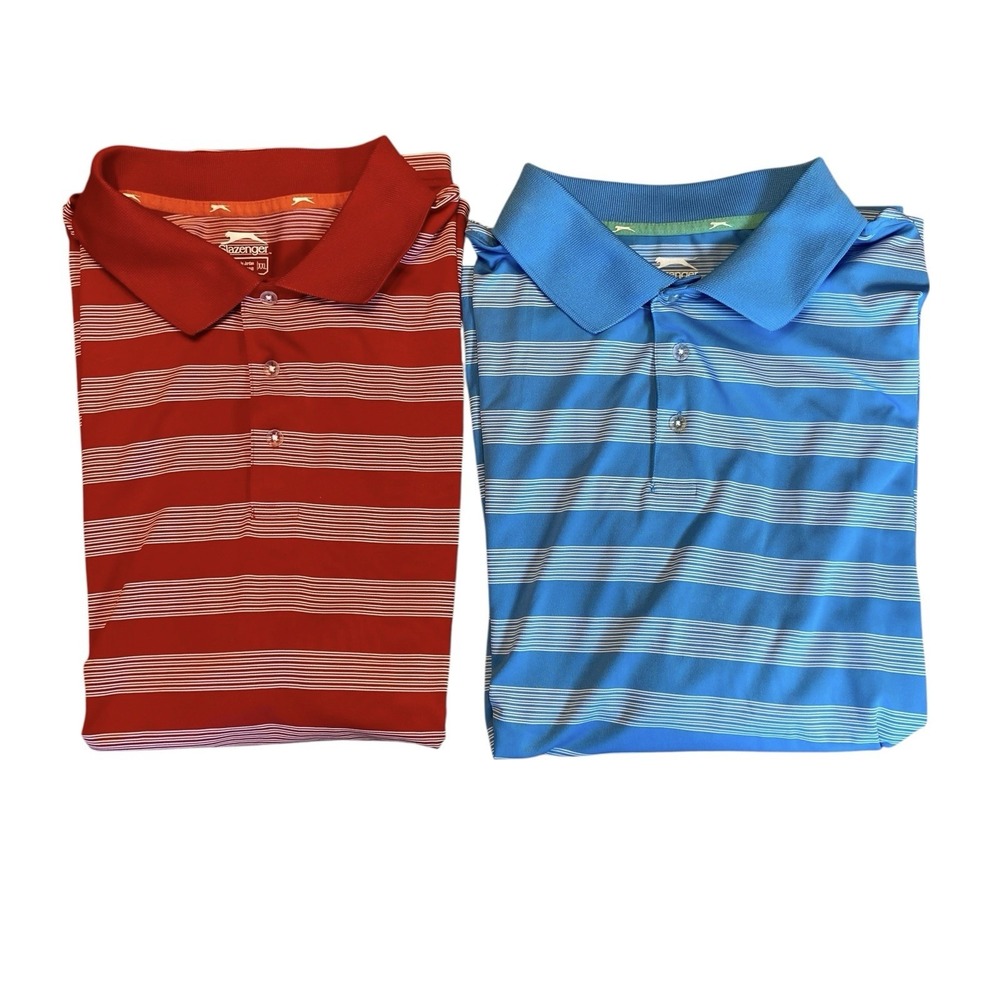 Lot of 2 Slazenger Men's Polo Shirts Size XXL‎ Golf Outdoor Logo Short Sleeve